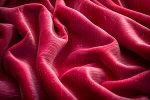 Luxurious Red Silk Fabric with Intricate Patterns and Subtle Sparkles for Elegant Textures photo