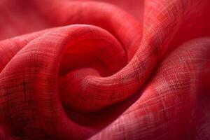 Abstract Red Fabric Texture Close-Up of Elegant Silk Material for Design, Print, or Textile Use photo