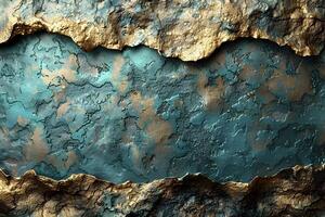 Abstract Textured Background with Gold and Blue Metallic Patterns for Artistic Design and Decoration photo