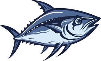 A detailed illustration of a bluefin tuna, depicted in a dynamic pose with fins outstretched vector
