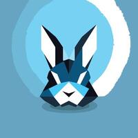 Geometric rabbit logo design, featuring a modern and abstract style with blue and black colors vector