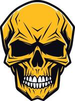 A bold and edgy illustration of a yellow skull with a menacing grin, perfect for adding a touch of danger and rebelliousness to your designs vector