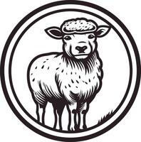 Sheep Illustration in a Circular Frame vector
