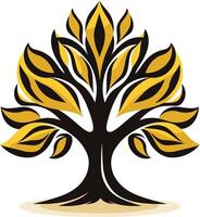 Stylized tree with yellow leaves, perfect for nature-inspired logos, branding, and design projects vector