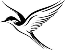 A stylized black and white swallow design perfect for tattoo ideas, graphic design, or branding vector