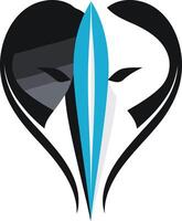 Abstract heart logo design featuring a blue and white blade shape vector