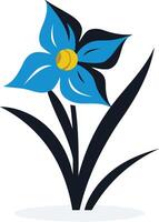 Simple and elegant blue flower with yellow center vector