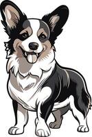 A charming illustration of a welsh corgi, depicted in a playful and cartoonish style vector