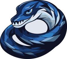 A fierce blue snake coiled in a powerful pose, perfect for gaming logos, esports teams, or any project needing a strong, enigmatic image vector