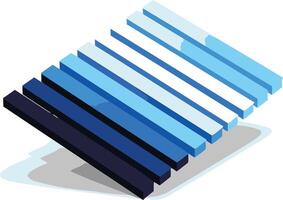 Abstract geometric pattern with blue and black stripes in an isometric perspective vector