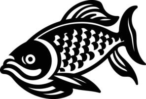 Simple black and white silhouette of a fish, perfect for logo design, branding, or as a decorative element vector
