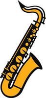 Simple, bold illustration of a yellow saxophone vector