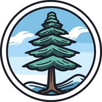 Pine Tree in a Circular Frame vector