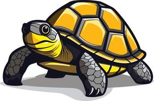 A cute cartoon turtle with a yellow shell and gray legs vector