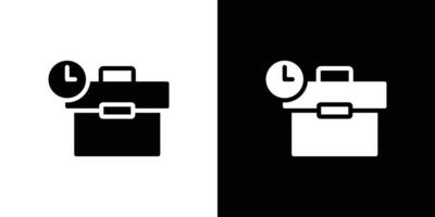 Briefcase with clock icon logo set vector