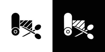 Cut roll of fabric icon logo set vector