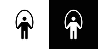Man jumping with skipping rope icon logo set vector