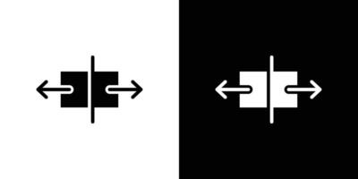 Separating arrow in two part icon logo set vector
