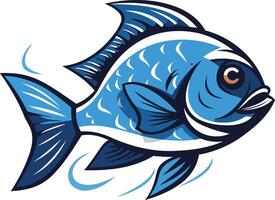 A vibrant blue fish, drawn in a cartoon style, with dynamic fins and a playful expression vector