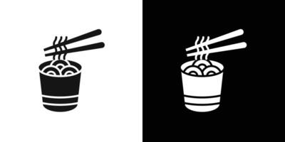 Bowl of Noodles with Chopsticks icon logo set vector