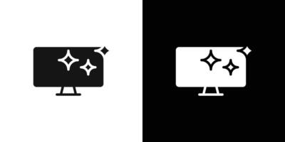 Cleaned computer screen icon logo set vector