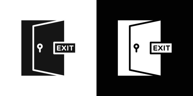 exit door icon logo set