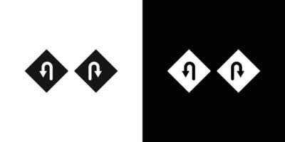Left Right U-Turn Warning icon vector