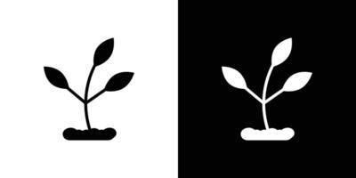 Seedling in soil icon logo set vector