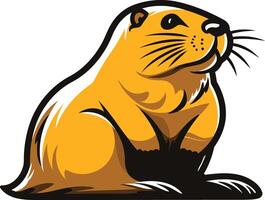 A bold, cartoon-style illustration of a gopher sitting with its head turned to the side, ready for your design projects vector