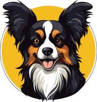A friendly and happy papillon dog with big ears smiles warmly at the viewer vector