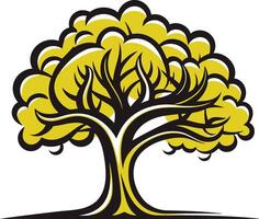 Stylized Yellow Tree with Black Branches vector