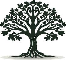 Silhouette of a Tree with Spreading Branches vector