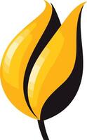 A simple yet elegant stylized yellow tulip with black outline, perfect for logo design, branding, or web graphics vector