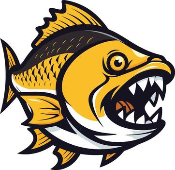 Aggressive cartoon piranha with sharp teeth and a menacing expression vector