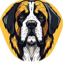 A bold and striking illustration of a saint bernard's face, captured in a close-up shot vector