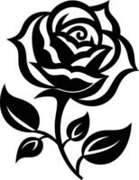 Elegant black and white silhouette of a single rose, perfect for adding a touch of beauty to your designs vector