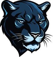 Powerful black panther head mascot with a fierce expression vector