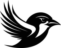 A stylized black and white illustration of a bird in flight vector