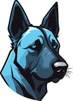 A bold and striking illustration of a german shepherd's head, featuring a cool blue color scheme vector