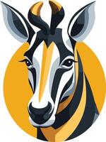 Striped Antelope Portrait with Yellow Background vector