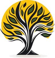 Stylized Tree with Yellow Background vector