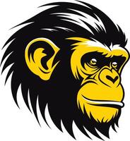 Powerful and expressive chimp head illustration, ideal for logos, apparel designs, and mascot concepts vector