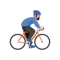 A man with a beard riding a bicycle vector