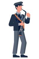 A man in uniform playing the saxophone vector