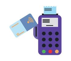 A purple credit card reader and a credit card vector