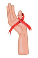 A hand with a red ribbon around it vector