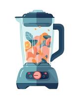 A blender with fruit and vegetables inside vector