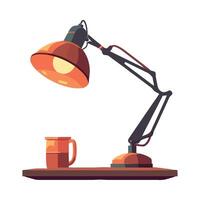 A lamp and a cup of coffee on a desk vector