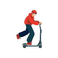 A man riding a scooter on a white background vector