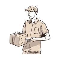 A man in a uniform holding a box vector